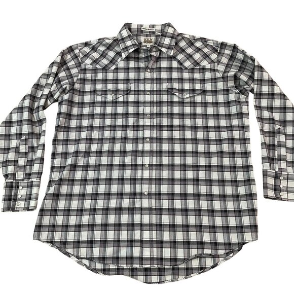 Ely Cattleman Men's Size XL Plaid Western Shirt Wrinkle Resistant Pearl Snaps - Picture 1 of 5